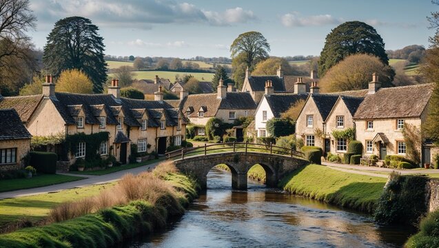 Picturesque cotswolds village of lower slaughter