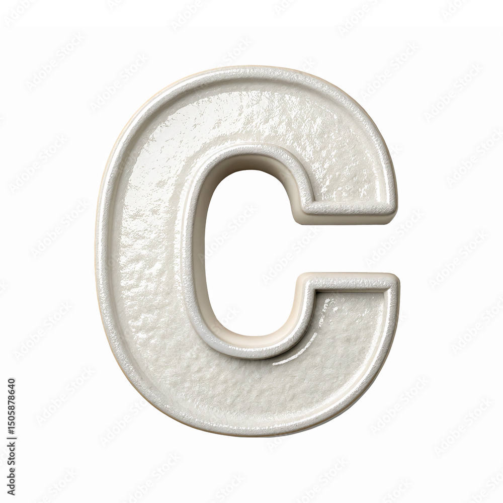 Poster stylish textured letter c in three dimensional design with elegant shadows and lighting