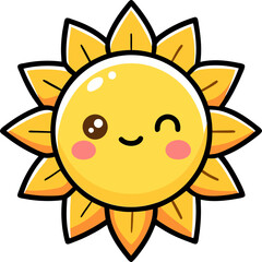 Bright shining sun clipart for summer or energy concept