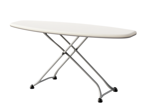 Empty ironing board on transparent background, ready for laundry day