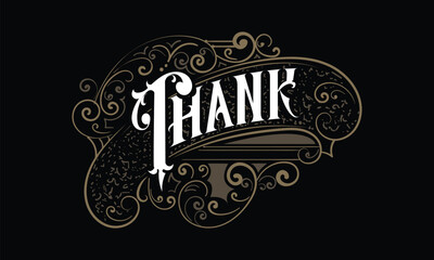 THANK lettering custom style design