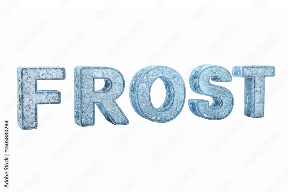 Poster frost text element with icy texture on transparent background for winter designs