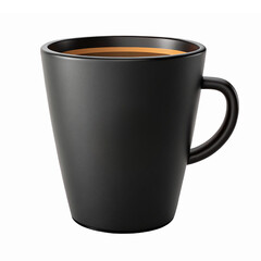 Modern Black Coffee Mug with Brown Interior on Transparent Background