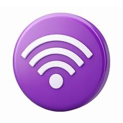Purple WiFi Signal with Three Curved Bars and Center Dot for Connectivity Representation