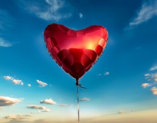 Fototapeta premium heart shaped balloon floating gently in the air perfect for celebrations and special occasions