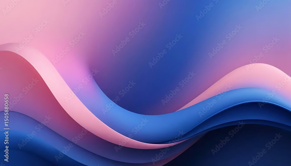 Poster abstract flowing waves of pink and blue creating a mesmerizing and calming visual effect