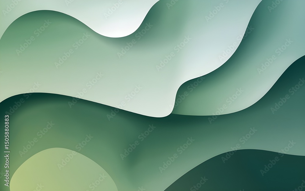 Poster serene green abstract waves background design for presentations and websites