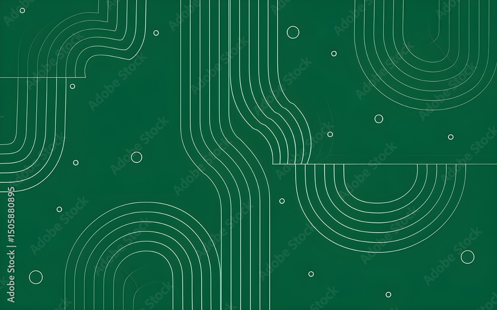 Poster elegant emerald green abstract background with curving lines and subtle circles design
