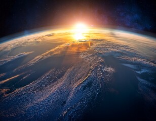 Naklejka premium stunning earth view from space at sunrise