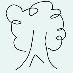 Tree plant doodle outline vector forest environment Continuous one line tree