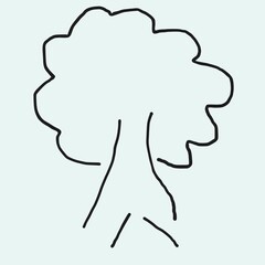 Tree plant doodle outline vector forest environment Continuous one line tree