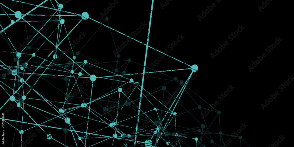 Poster abstract technology connection network of particles and lines. network patterned background. connect