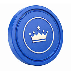 Blue Crown Coin with Star Emblem for Digital Currency and Reward Systems