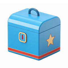 Colorful Blue Treasure Chest with Star Design and Handle for Kids Room Decor and Games
