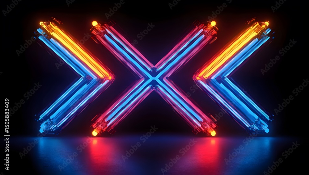 Aufkleber a symmetrical pattern of neon lights forming an x shape, creating a visually striking and energetic 