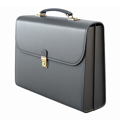 Professional Gray Briefcase with Metallic Lock for Business and Office Use on Transparent Background