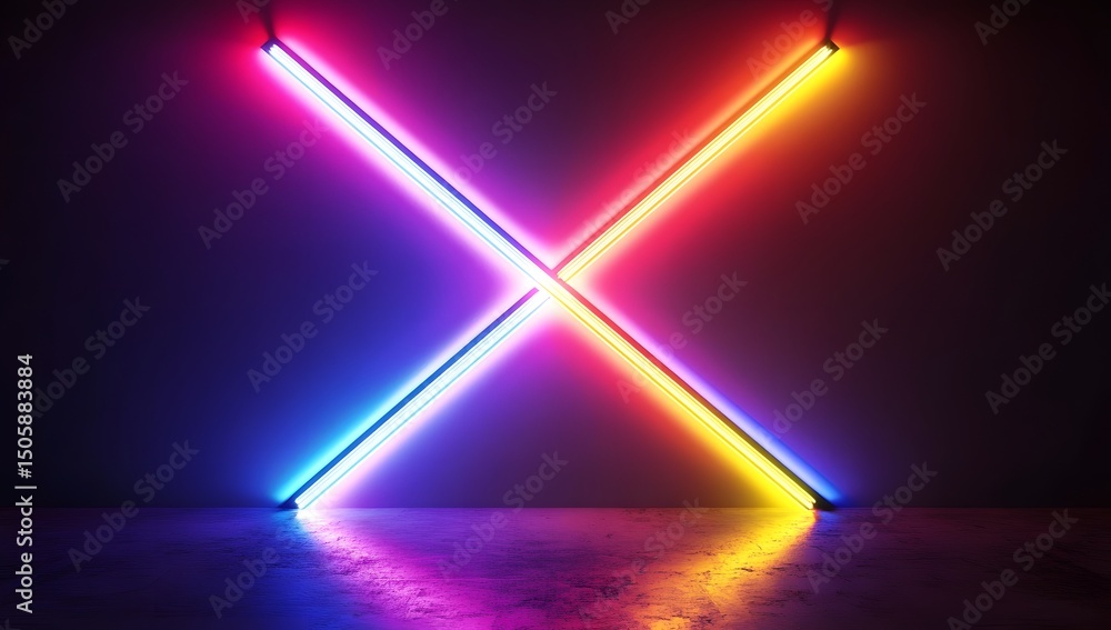 Aufkleber a symmetrical pattern of neon lights forming an x shape, creating a visually striking and energetic 