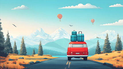 A road trip through a scenic mountain landscape.