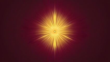 Fototapeta premium A simple, flat color background with symmetrical yellow rays radiating from the center on a dark red background. 