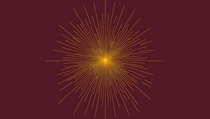 A simple, flat color background with symmetrical yellow rays radiating from the center on a dark red background. 