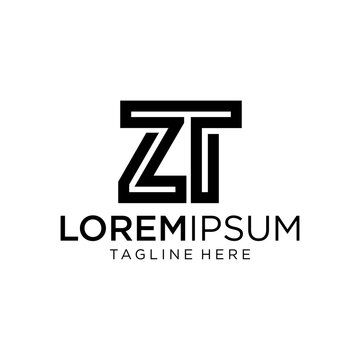 letter at monogram zt style line art modern logo	