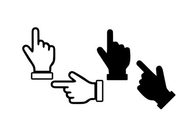 Obraz premium a hand pointing some direction silhouette Hand cursor icon set. click icon vector. hand click. pointer