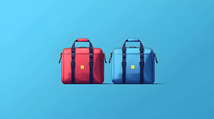 Two colorful travel bags against a vibrant backdrop.