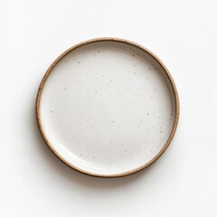 Elegant Round Ceramic Plate with Speckled Glaze and Natural Rim