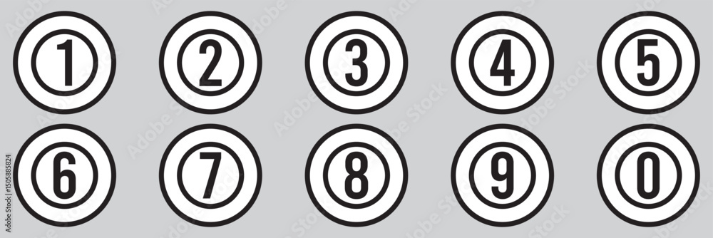 Poster number bullet point colorful markers 1 to 9. vector stock illustration. simple bullet point number i