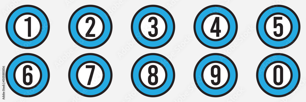 Poster number bullet point colorful markers 1 to 9. vector stock illustration. simple bullet point number i