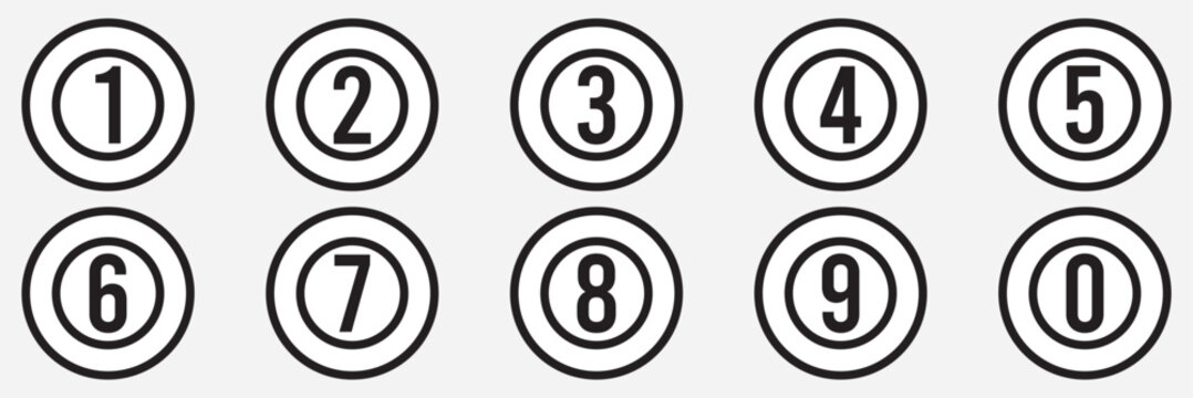 Number Bullet Point Colorful Markers 1 to 9. Vector stock illustration. simple bullet point number icon set with circle.