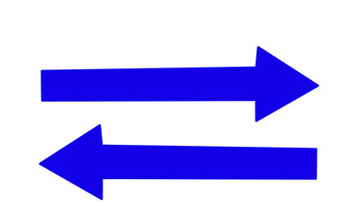 Bright blue bidirectional arrows on a clean white background symbolizing exchange, balance, communication, or two-way processes. Perfect for business, traffic, data flow concepts in design projects.