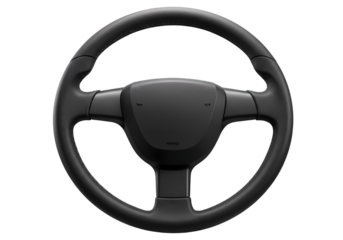 Modern Car Steering Wheel: Black Leather Design