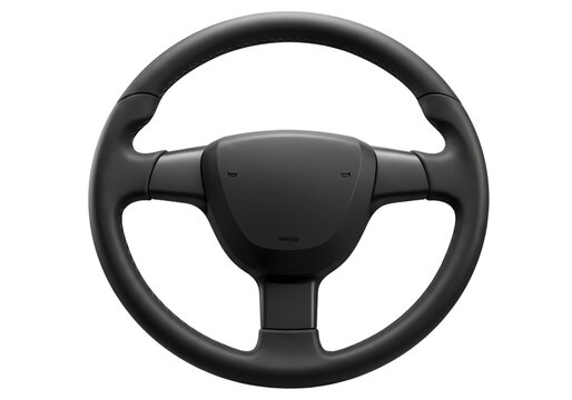 Modern Car Steering Wheel: Black Leather Design