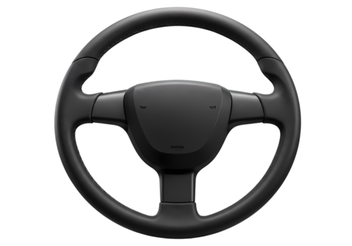 Modern Car Steering Wheel: Black Leather Design