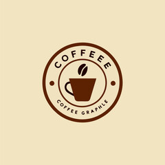 Minimalist coffee logo featuring a warm mug illustration and classic badge design in brown tones