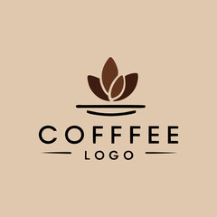Modern coffee shop logo with stylized steaming cup and bold vintage typography in brown palette