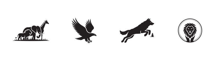 Silhouette Illustration of Diverse African Animals