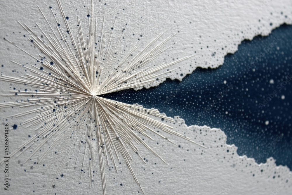 Poster an artistic representation of abstract bursts, blending paper textures with vivid colors to create s