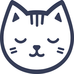 Minimalist illustration of a serene cat face with closed eyes.