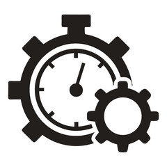  Gear and Stopwatch Illustration On White Background