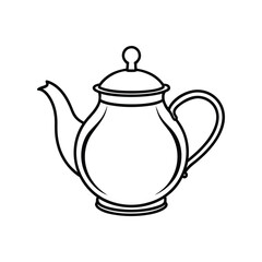 A teapot outline black and white vector illustration