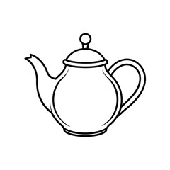 A teapot outline black and white vector illustration