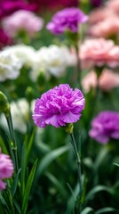Beautiful Blooming Carnations in a Vibrant Garden During Springtime