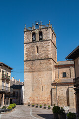 Fototapeta premium Tower of the Church of Our Lady of the Mantle in Riaza, Segovia province, Spain