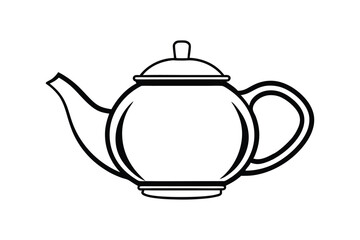 A teapot outline black and white vector illustration