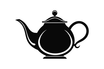 teapot silhouette black and white vector illustration