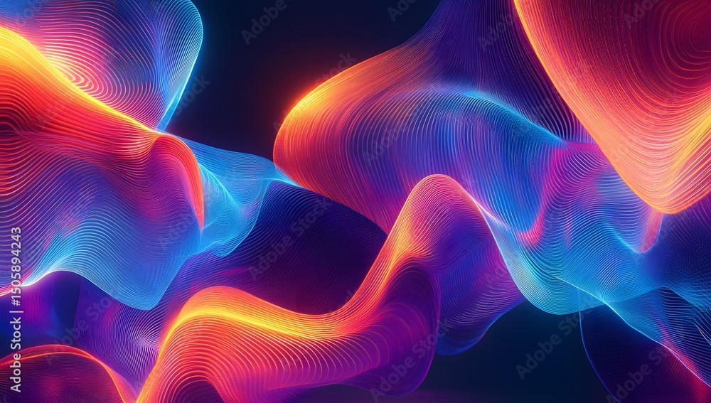 Poster a background of neon lines and shapes, creating way to add energy and excitement