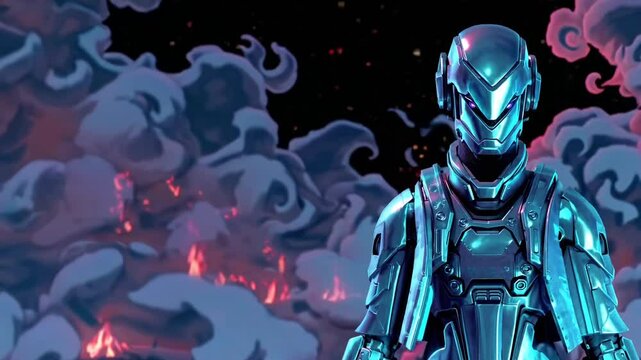 Soldat futuriste armure bleue