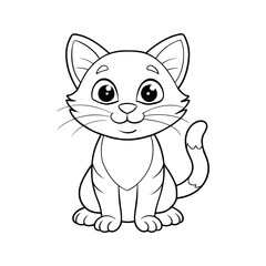 coloring page outline of cute cat illustration